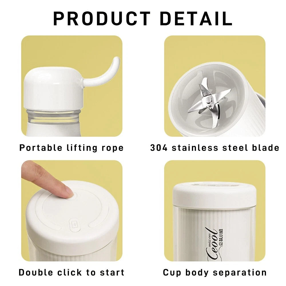 Portable Electric Juicer Cup Fruit Blender Maker Bottle Mixer USB Rechargeable.