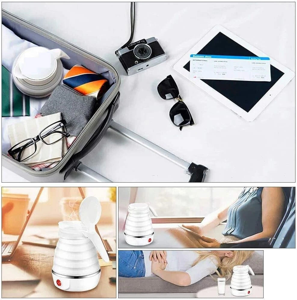 600ML Collapsible Travel Electric Water Kettle Folding Camping Caravan Silicone