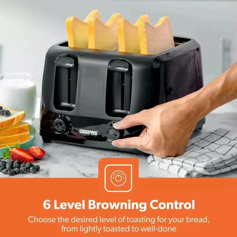 4 Slice Toaster Extra Wide Slot Variable Browning Control Removable Crumb Tray