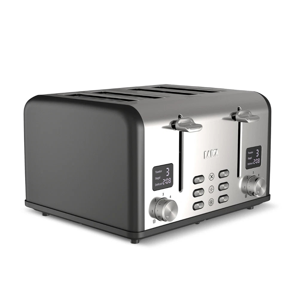 4 Slice Digital Toaster, Wide Slots, Defrost/Reheat, Browning Settings, Laica