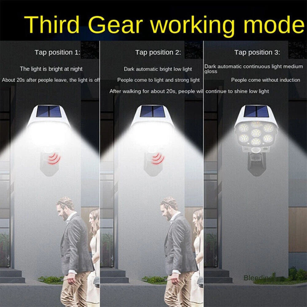 2X 77LED Solar PIR Motion Sensor Wall Light Outdoor Street Garden Security Lamp