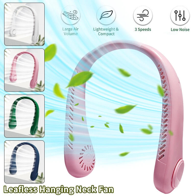 Neck Fan USB Portable Neck Fan Rechargeable Portable Cooler Neckband Bladeless~