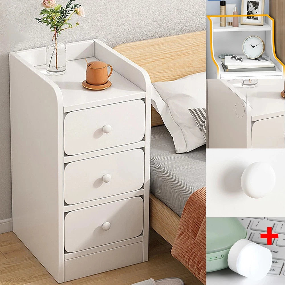 Small Slim Bedside Table Sofa End Side Table Nightstand Bedroom Drawer Cabinet