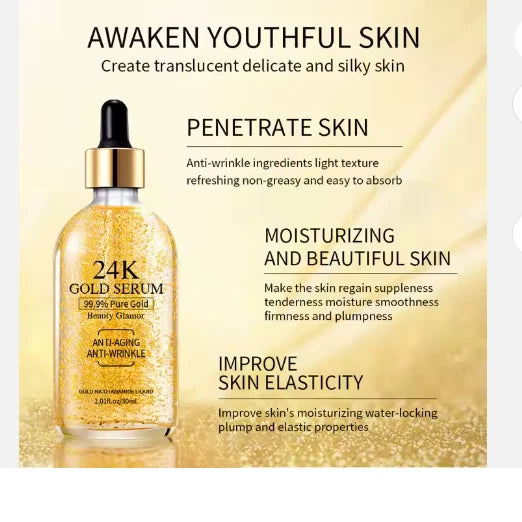 2X Hydrating Nourishing Skin Care Gold Foil Anti-aging Anti-wrinkle 24K    Serum