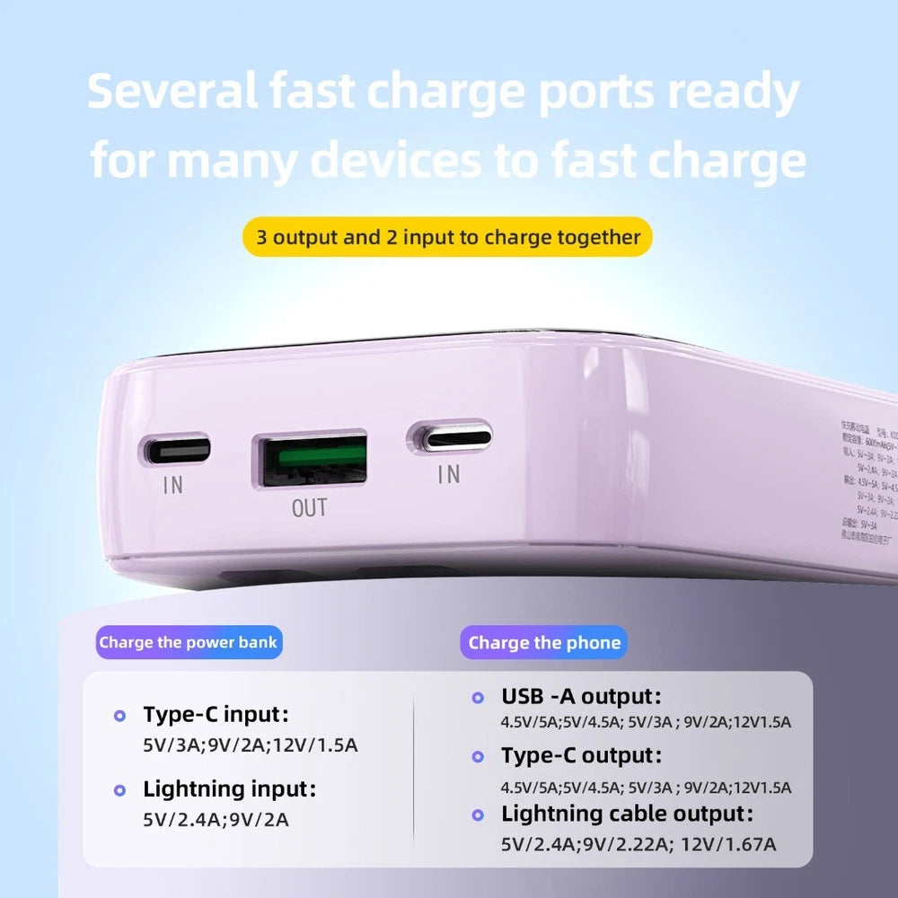 22.5W Fast Charging 10000mAh Battery Pack USB-C Portable Charger Slim Power Bank