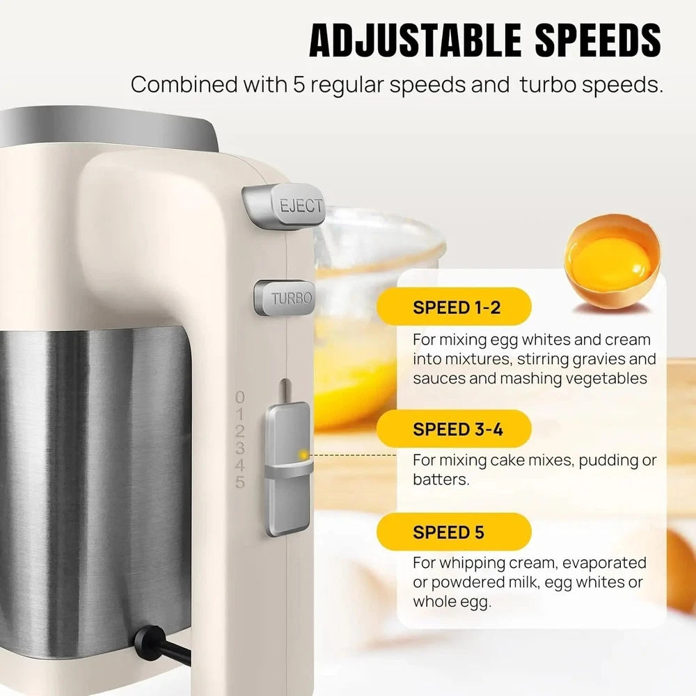 800W Electric Hand Mixer Food Whisk 5 Speeds Turbo Egg Beater Cake Baking