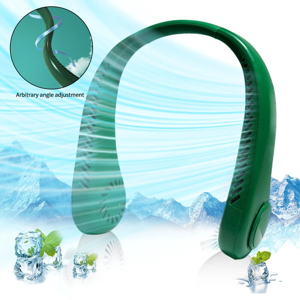 Neck Fan USB Portable Neck Fan Rechargeable Portable Cooler Neckband Bladeless~