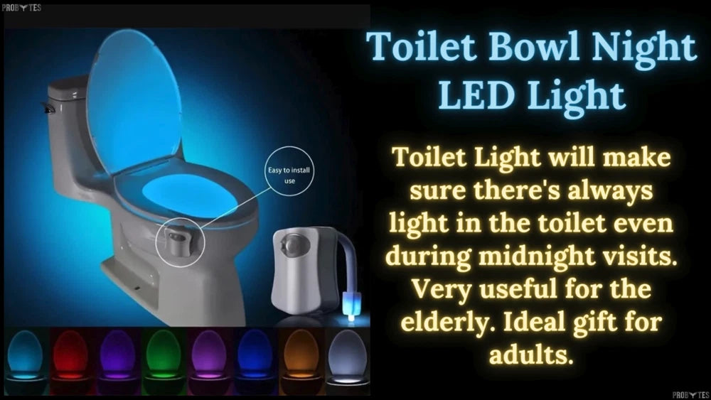 Toilet Bowl 8 Colors LED Night Light Motion Activated Seat Sensor Lamp Bathroom