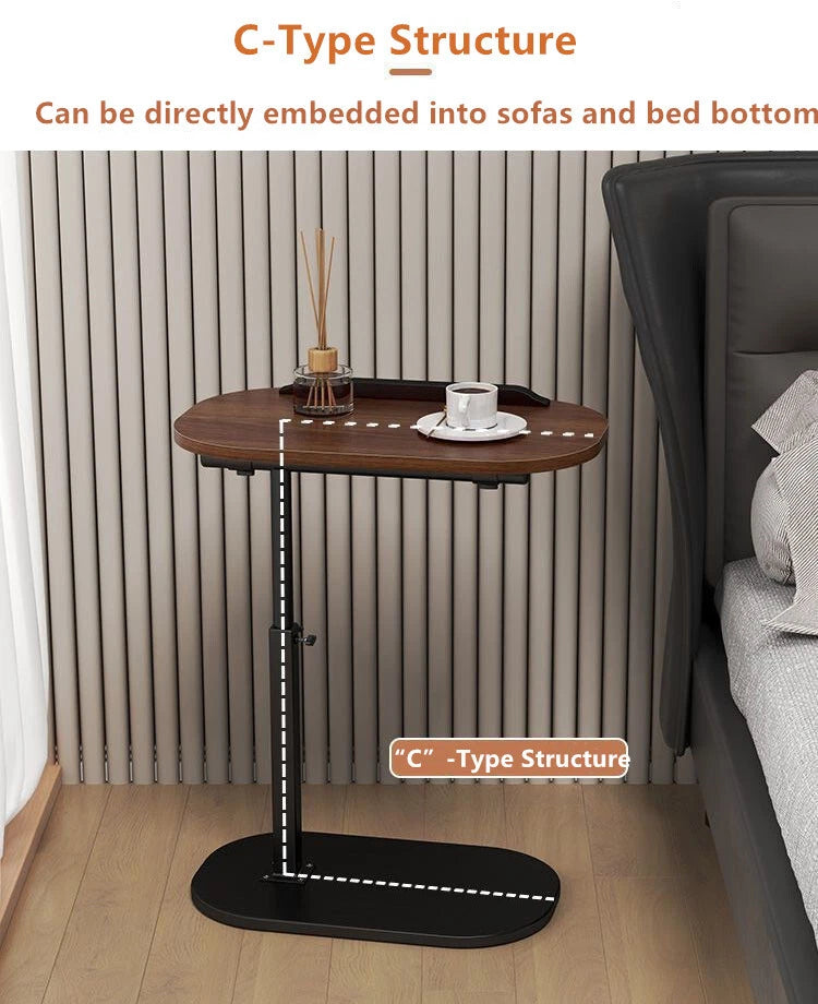 C-Shaped Flip Sofa Side End Table Coffee Laptop Table Living Room Bedroom