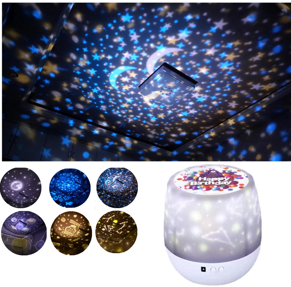 Kids Room LED Night Light Star Sky Projector Lamp 360° Rotating Starry Baby Gift