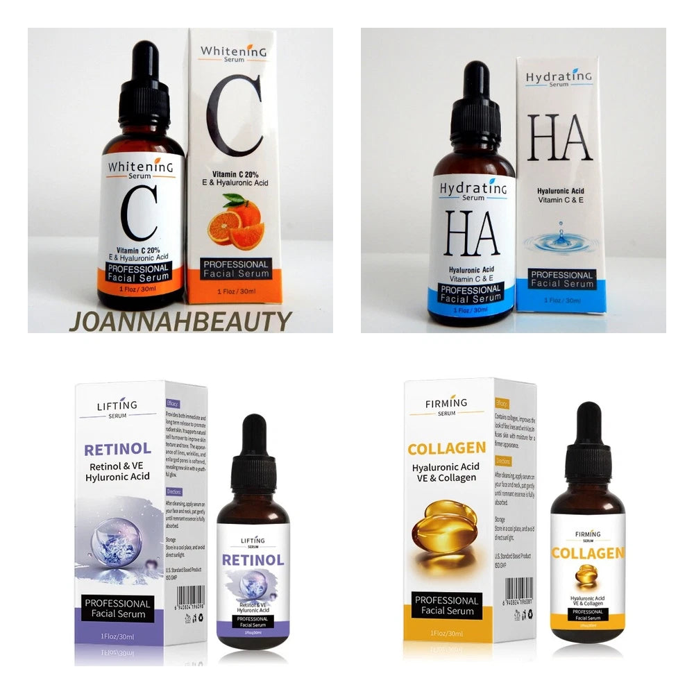 2x30ml Vitamin C Face Serum Hyaluronic Acid Retinol Collagen Anti Aging/Wrinkles