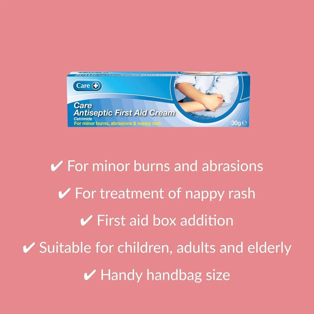 Care Antiseptic First Aid Cream,for Minor Burns,Abrasions and Nappy Rash-30gX3pc