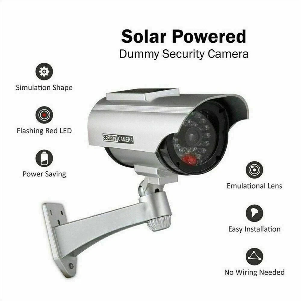 2 Pack Solar Powered Dummy Camera CCTV Security Surveillance Cam Fake IR LED UK