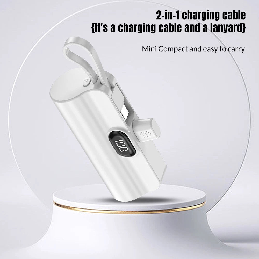 8000mah Mini Power Bank Portable Dual Connector For USB C & iPhone Fast Charger