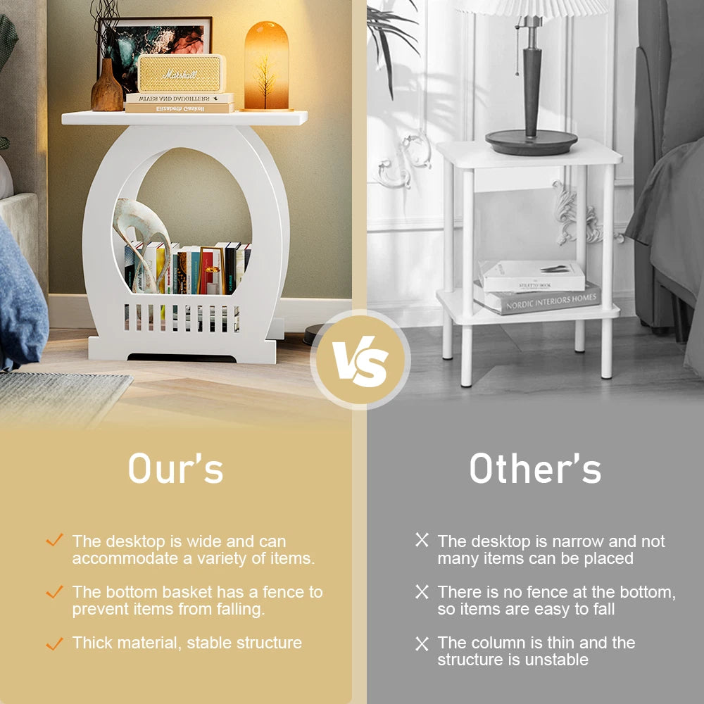 Small Bedside Table Cabinet Side End Coffee Tea Table Nightstand Storage Shelf