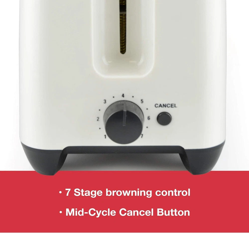 Toaster 2 Slice Wide Slot - Cool Touch Crumb Tray Variable Browning - Cream