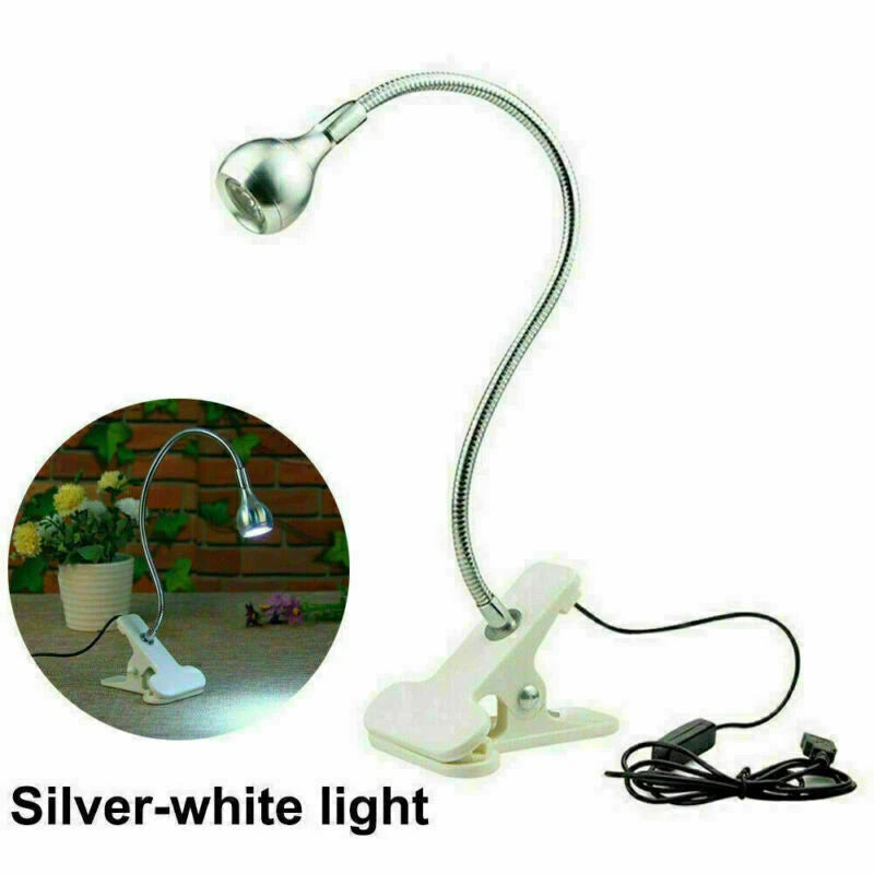 USB Clip On Desk Lamp Flexible Clamp Reading Light LED Bed Table Bedside Night
