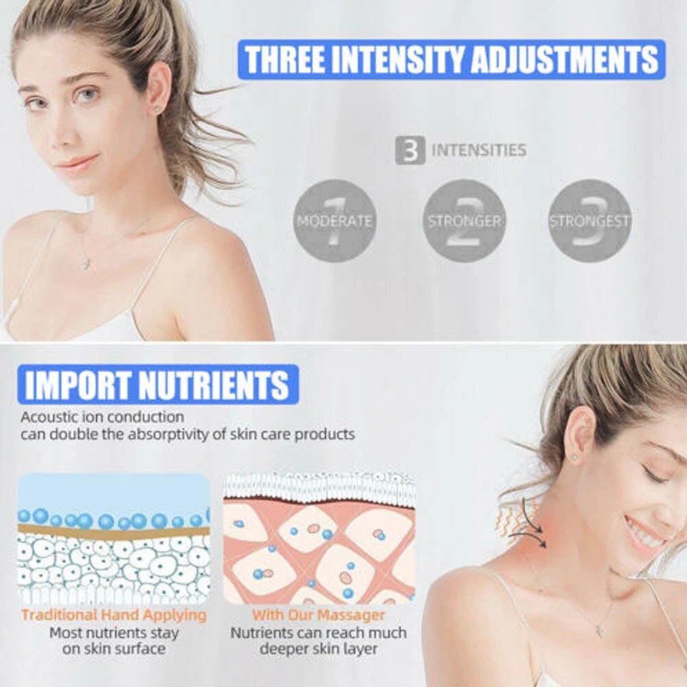 Microcurrent Face Lifting Neck Massager Anti Wrinkle LED Light Therapy Device UK