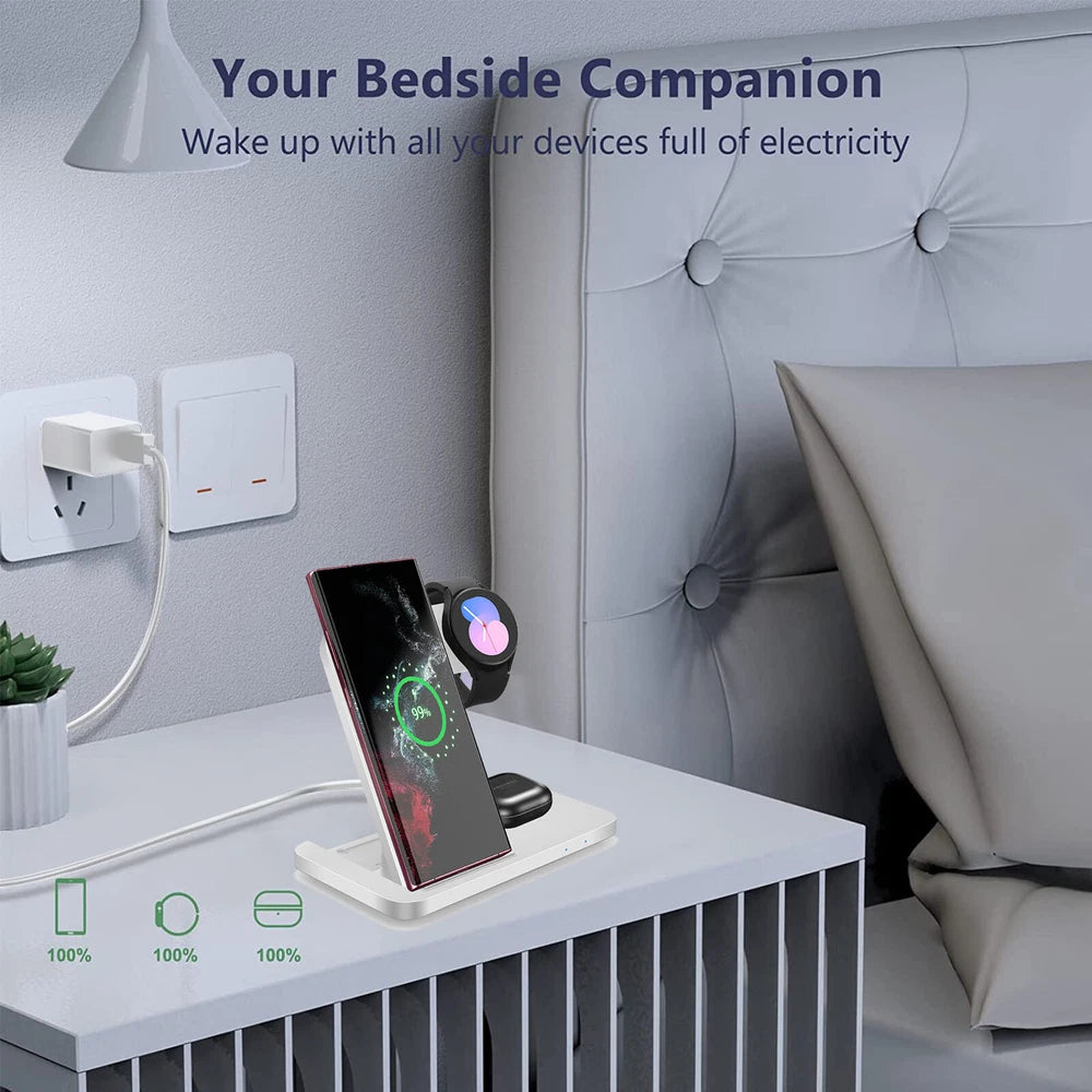 3in1 Wireless Charger Station Dock For Samsung Galaxy Watch 7/6 S25+ S24 Z Flip6