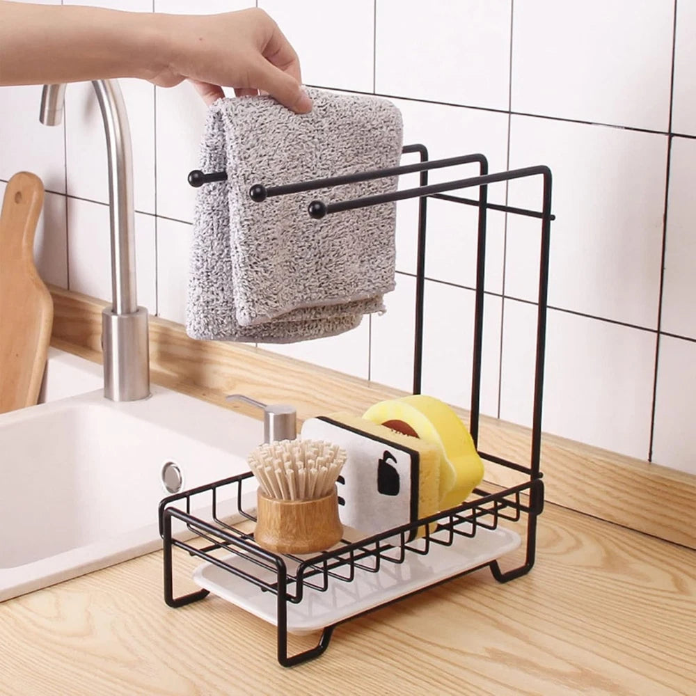 2 TIER KITCHEN SINK DISH DRAINER RACK WITH DRIP TRAY CUTLERY HOLDER PLATE RACK