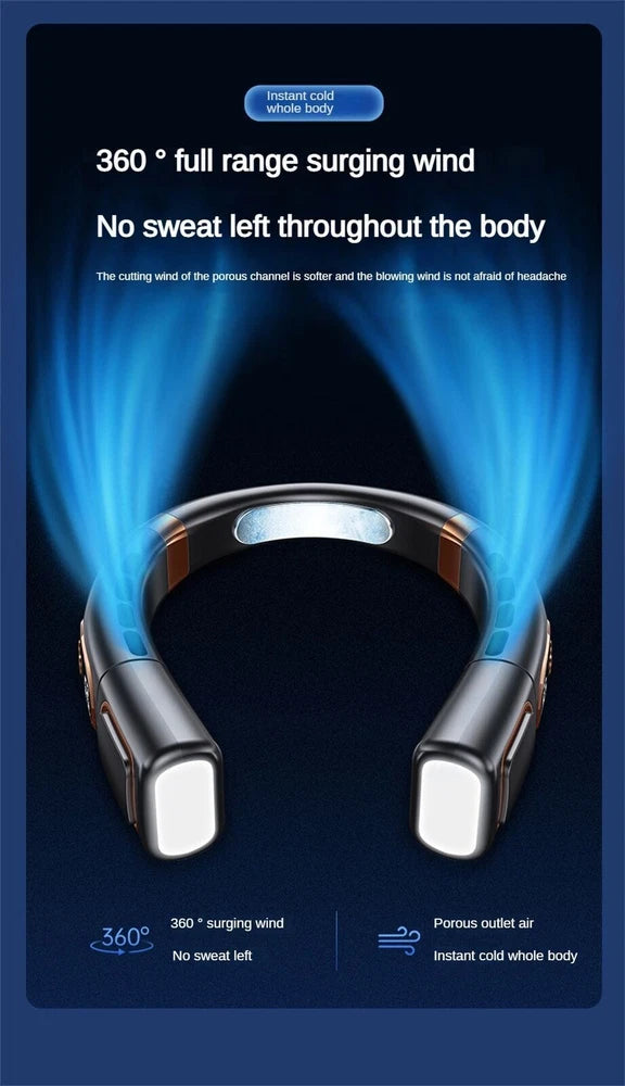 12000mAh Bladeless Lazy Neck Fan Portable USB Rechargeable Mini Hanging Cooler