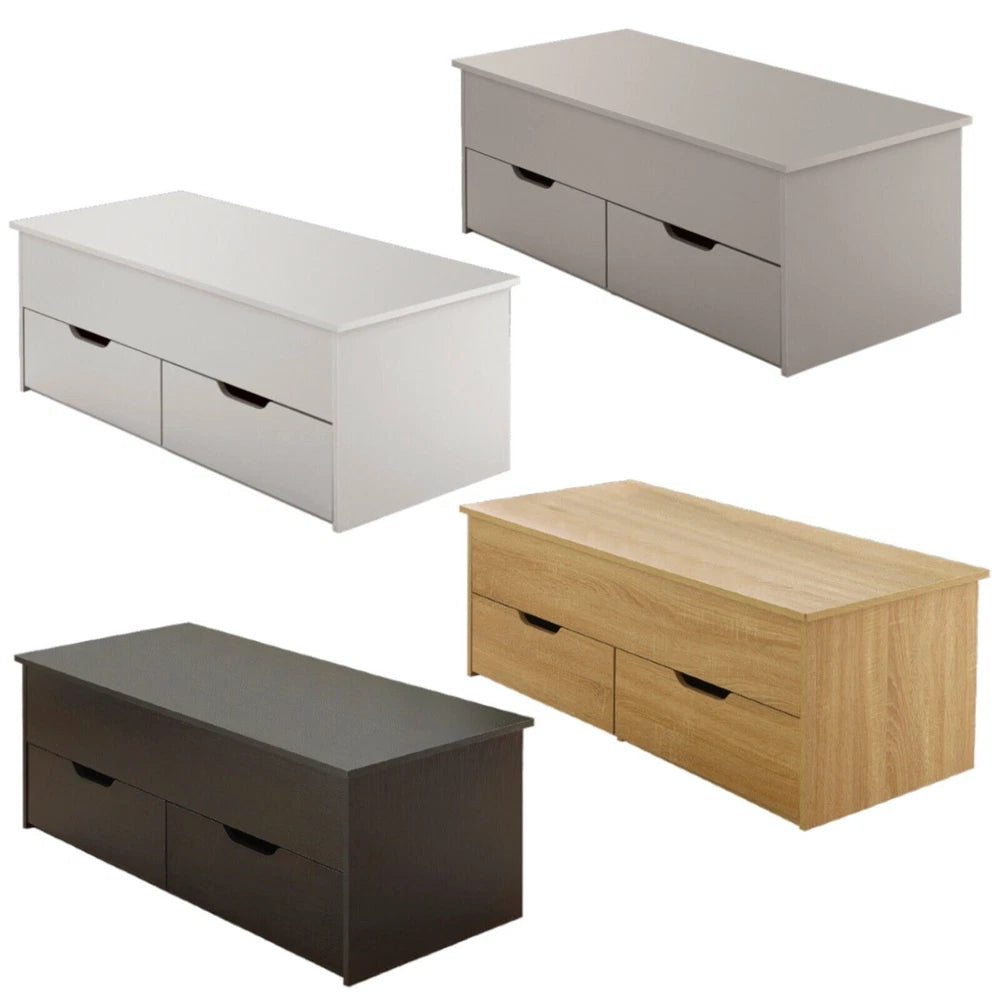 Wooden Coffee Table With Lift Up Top and 2 Large Storage Drawers Bruges