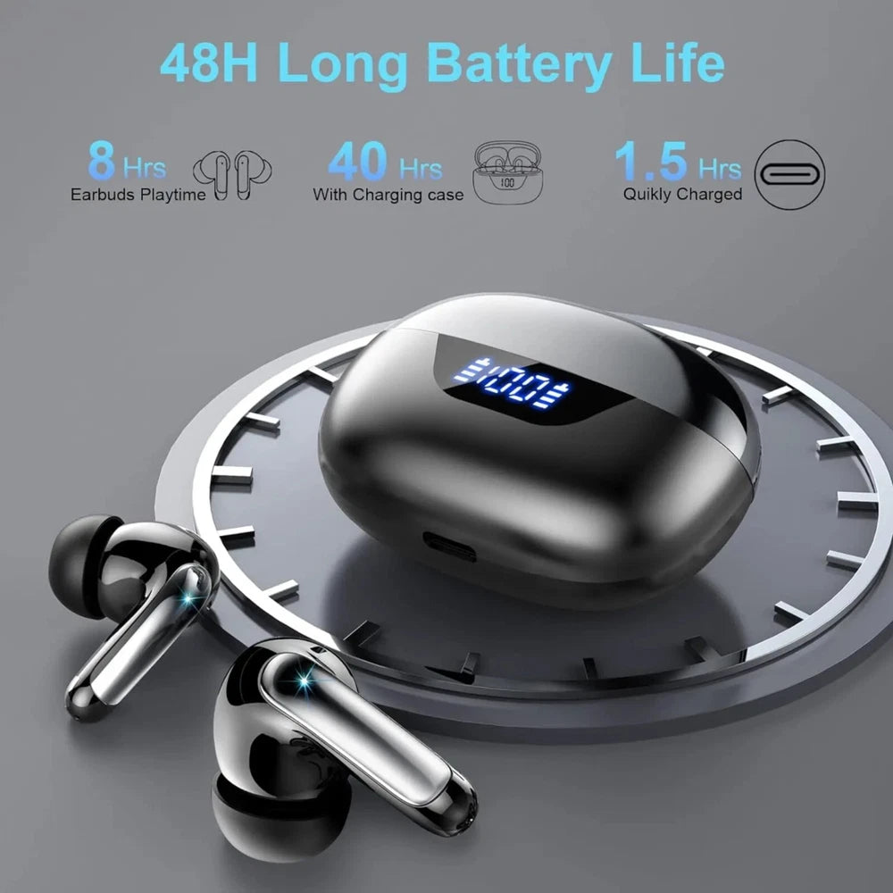 TWS Wireless Earbuds Bluetooth 5.3 Earphones 4 Mics IPX7 For Android & iPhone