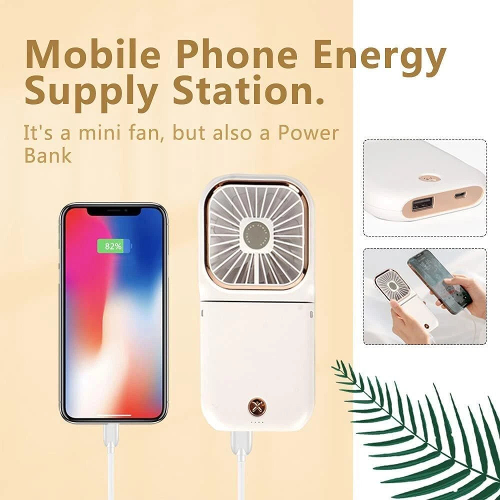 Mini Hand-held Fan， Portable Folding Desk Fan Cooler Cooling USB Rechargeable UK