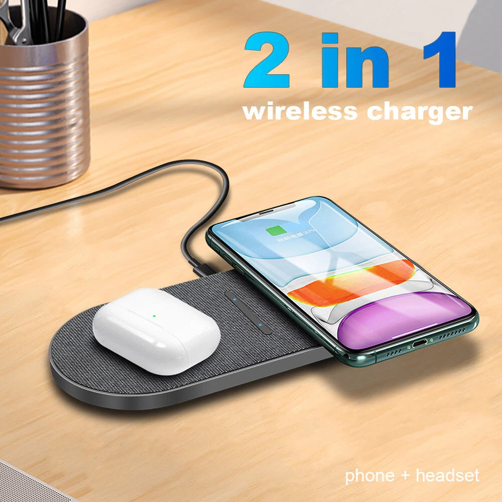 30W Dual Wireless Charger Pad Fast Charging Station For Apple iPhone/Samsung