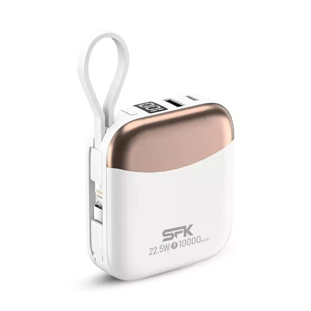 Mini portable Power Bank 10000mAh Charger Built-In USB-C Cable Fast Charge UK