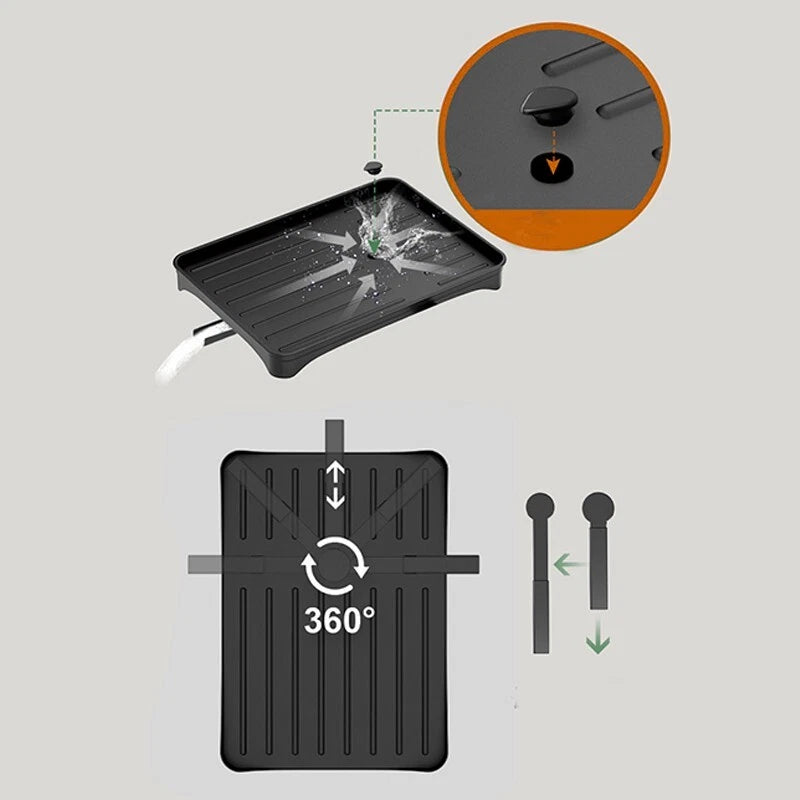 2 TIER KITCHEN SINK DISH DRAINER RACK WITH DRIP TRAY CUTLERY HOLDER PLATE RACK