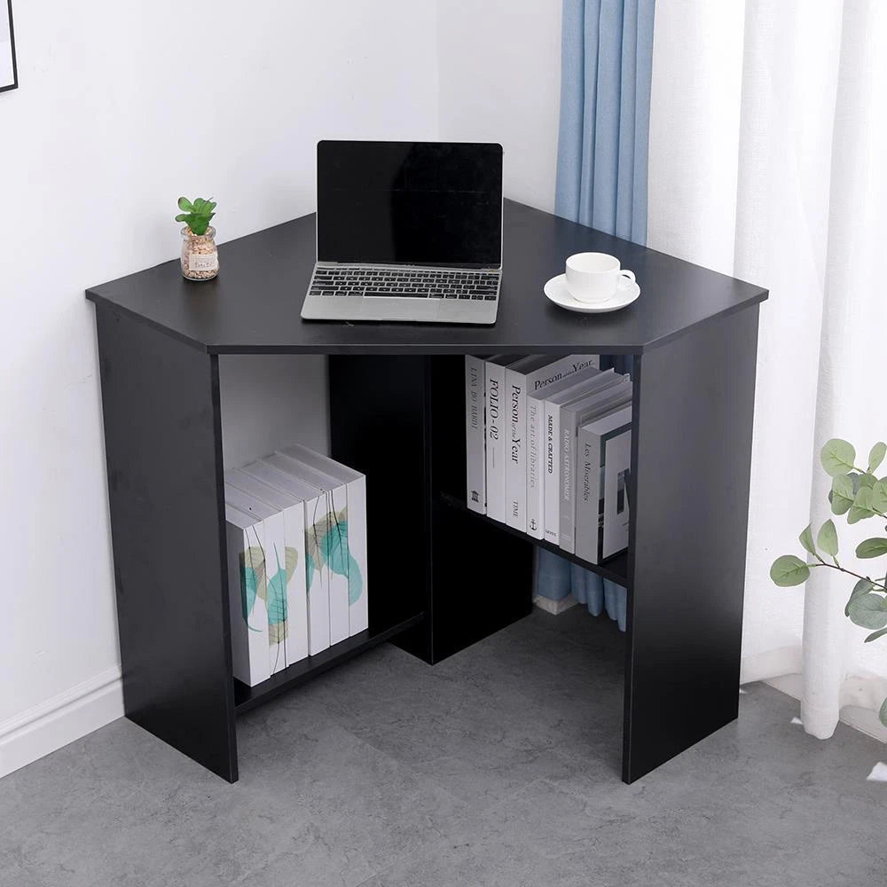 Wellington Black Computer Desk PC Laptop Table Corner Home Office Study Gaming