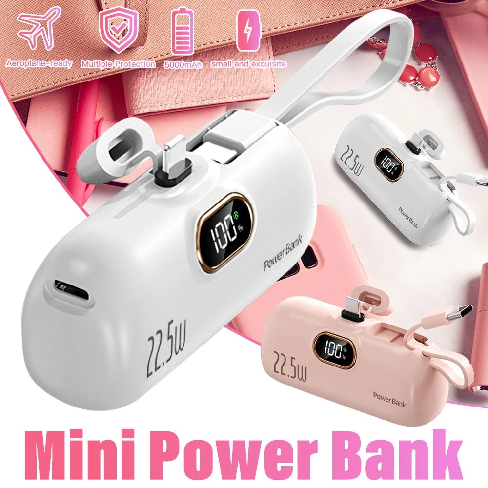 Mini Power Bank Portable 8000mAh Fast Charger USB-C & iPhone Dual Connector NEW