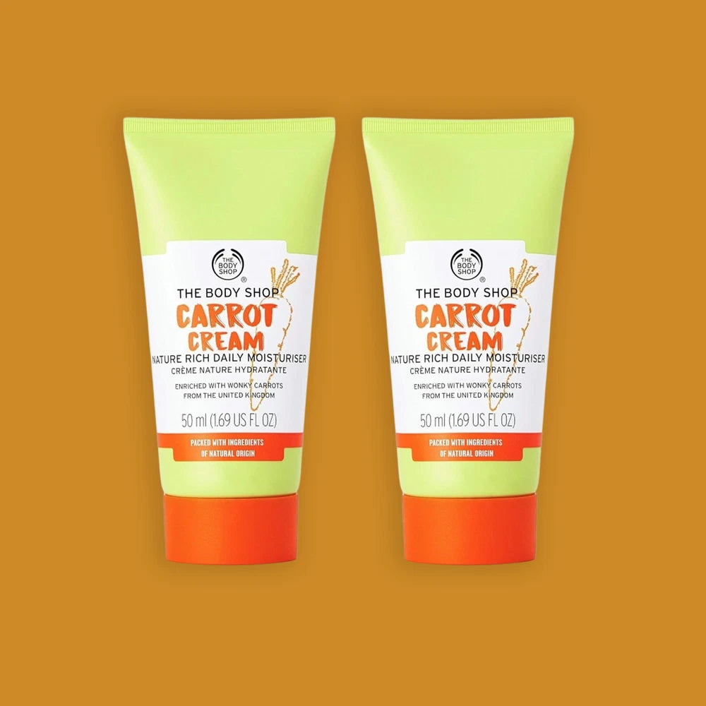 2 x THE BODY SHOP Carrot Cream 50ml Nature Rich Daily Body Moisturizer Skin Care