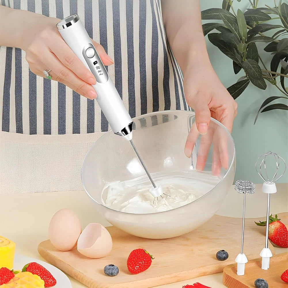 USB Rechargeable Milk Coffee Frother Whisk Egg Beater Handheld Frappe Mixer New