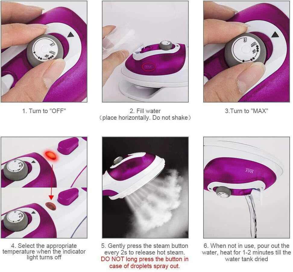 Fast Heat Hand Held Clothes Garment Steamer Iron Portable Travel Home Business