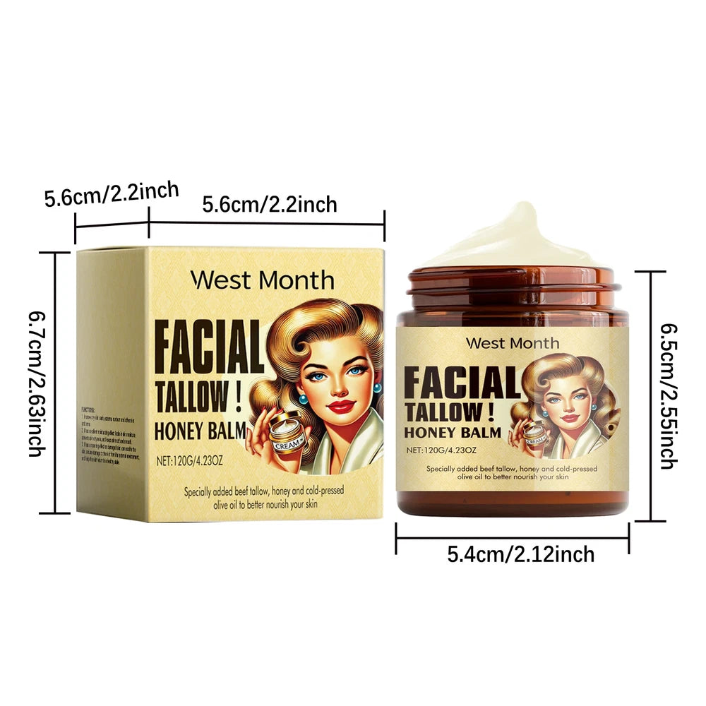 Grass-Fed Beef Tallow Natural Skin Care Honey Moisturizer-Tallow Honey Balm 120g