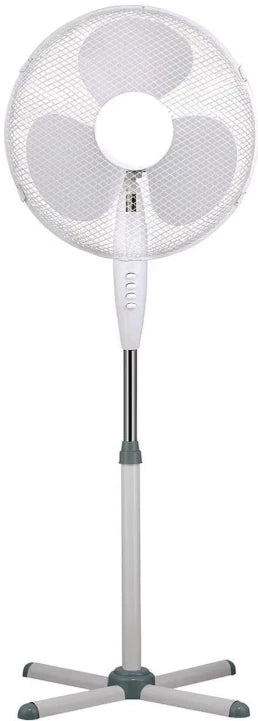 Pedestal Fan 16 Inch 3 Speed Quiet Operation Oscillating White Adjustable Head