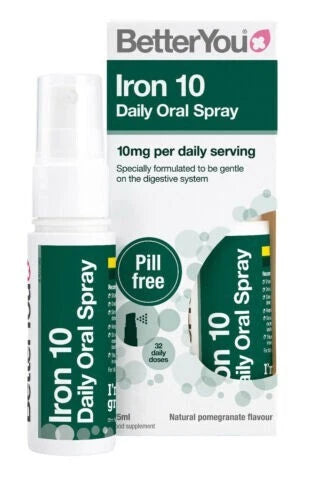 BetterYou Iron 10 Daily Oral Spray 25ml Pill-free Iron Supplement Immune System.