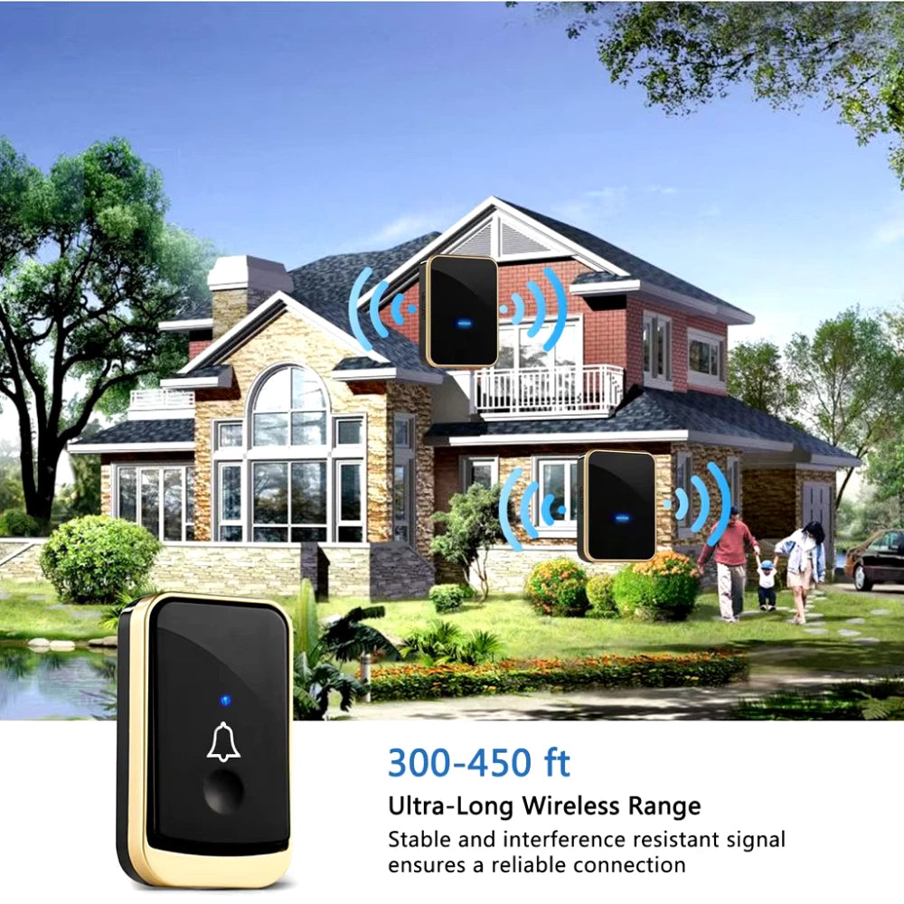 Wireless Doorbell Plug In Chime, Waterproof Home Cordless Door bell Long Range