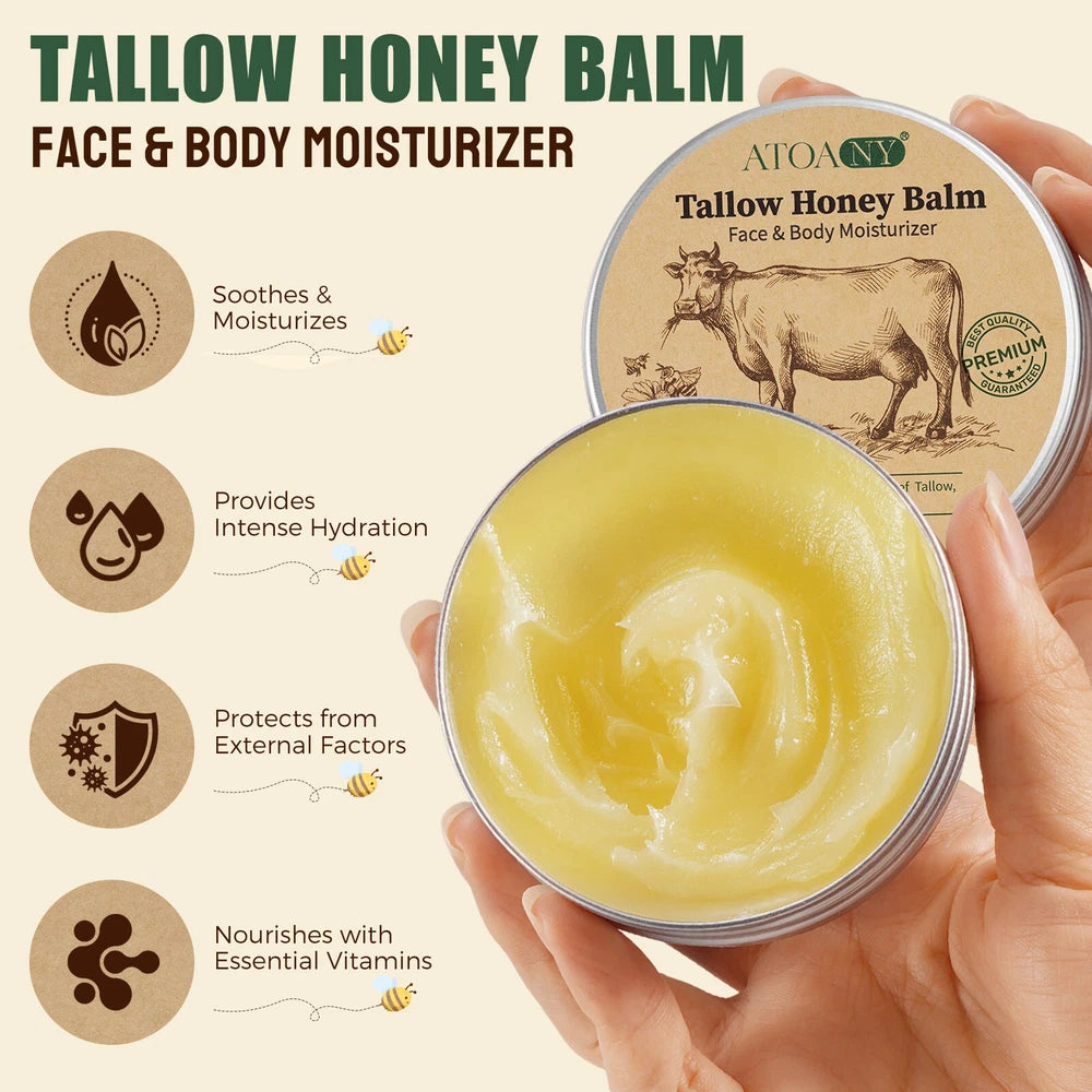 Whipped Tallow Honey Balm, Tallow Balm, Beef Tallow Face Cream, Grass Fed Beef T