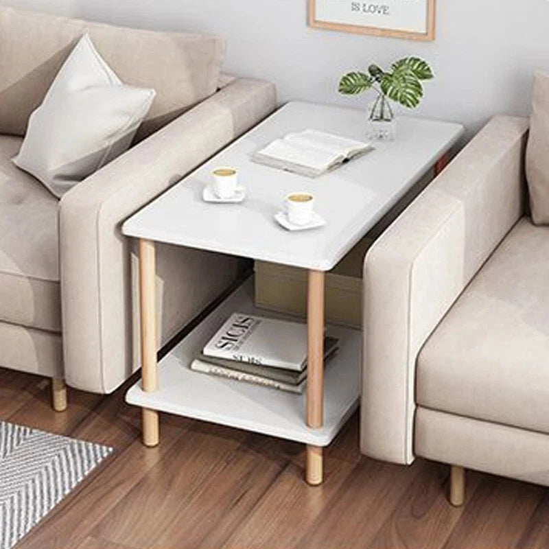 2 Tiers Side Table Concrete Effect Top with Shelf Living Room Coffee End Table