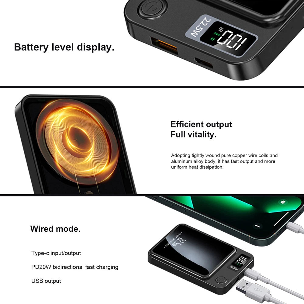 10000mAh Wireless Magnetic Power Bank Charger Battery For i.Phone 16 15 14 13 12