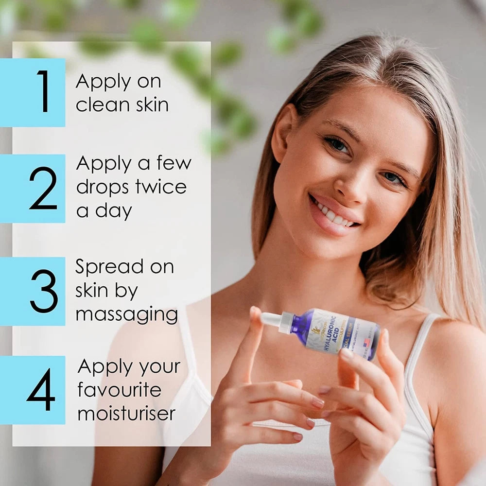 Hyaluronic Acid Anti-aging Serum for Face - 100% Pure Medical Formula - 2oz