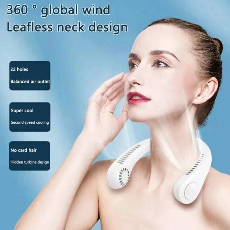 Neck Fan USB Portable Neck Fan Rechargeable Portable Cooler Neckband Bladeless~