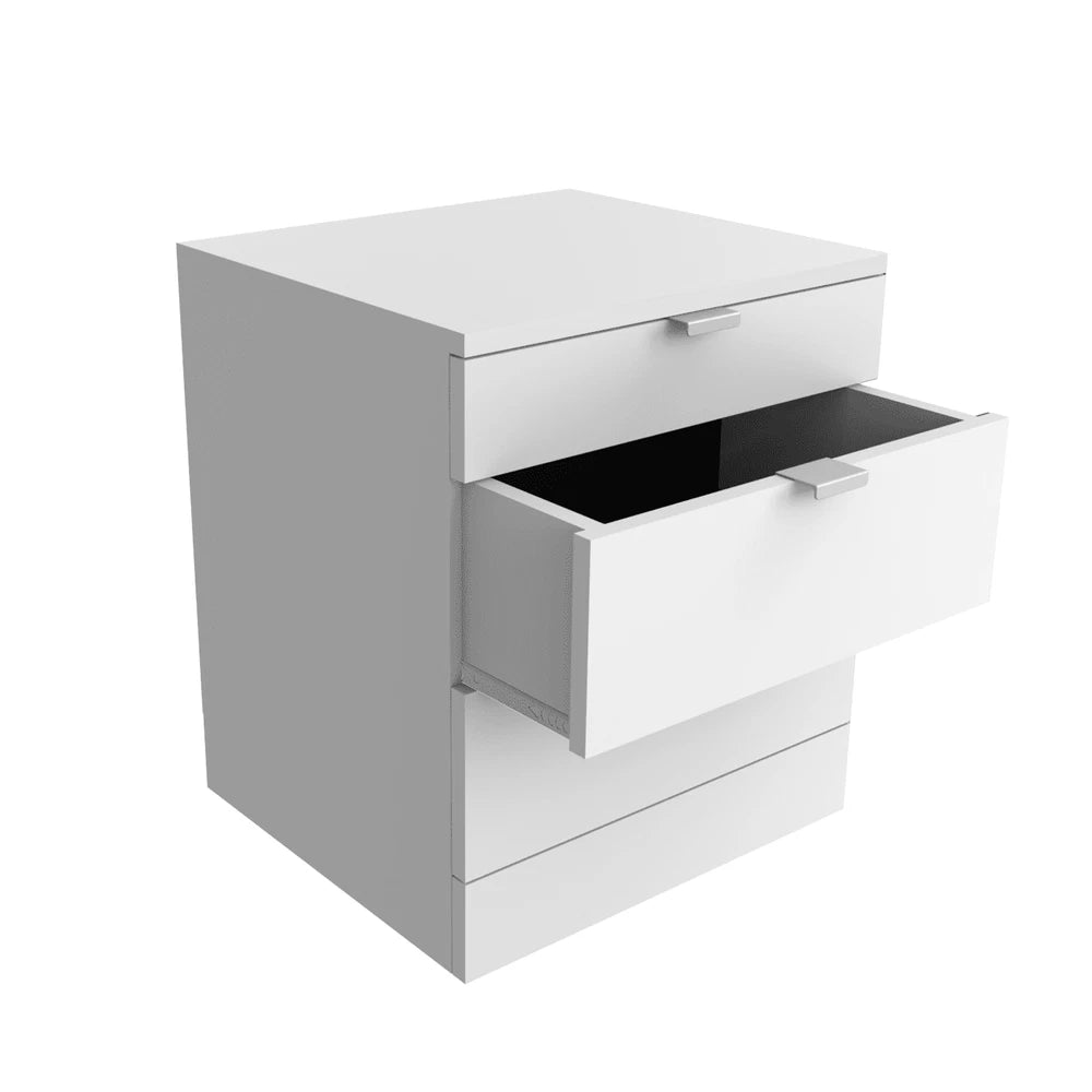 Modern 3 Drawers Bedside Table with Shelf Nightstand Bedroom Furniture Storage