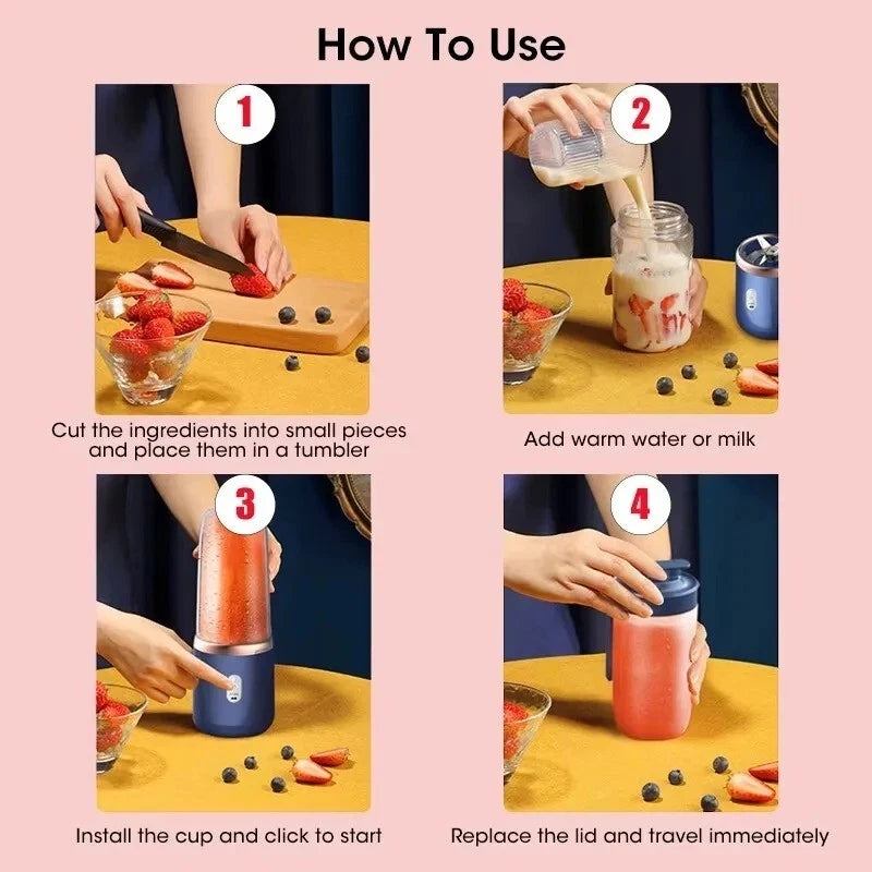 400ml Electric Juice Maker Portable Blender Smoothie Mini Juicer Fruit Machine