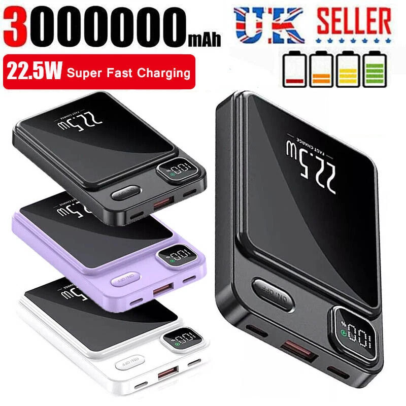 3000000mAh Power Bank Magnetic Battery Pack Wireless Charger for iPhone 15/14/13
