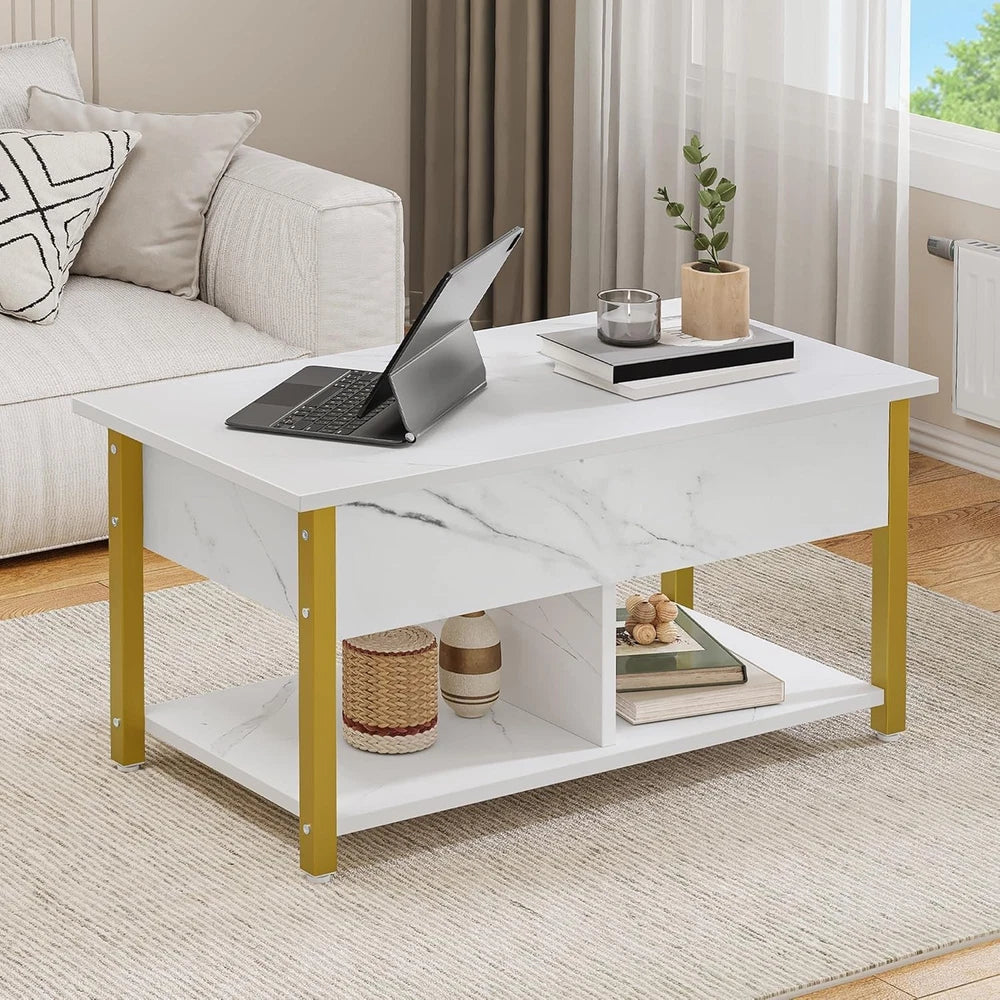 Coffee Table With Storage Lift Top Up Drawer Shelf Wooden Living Room Furniture