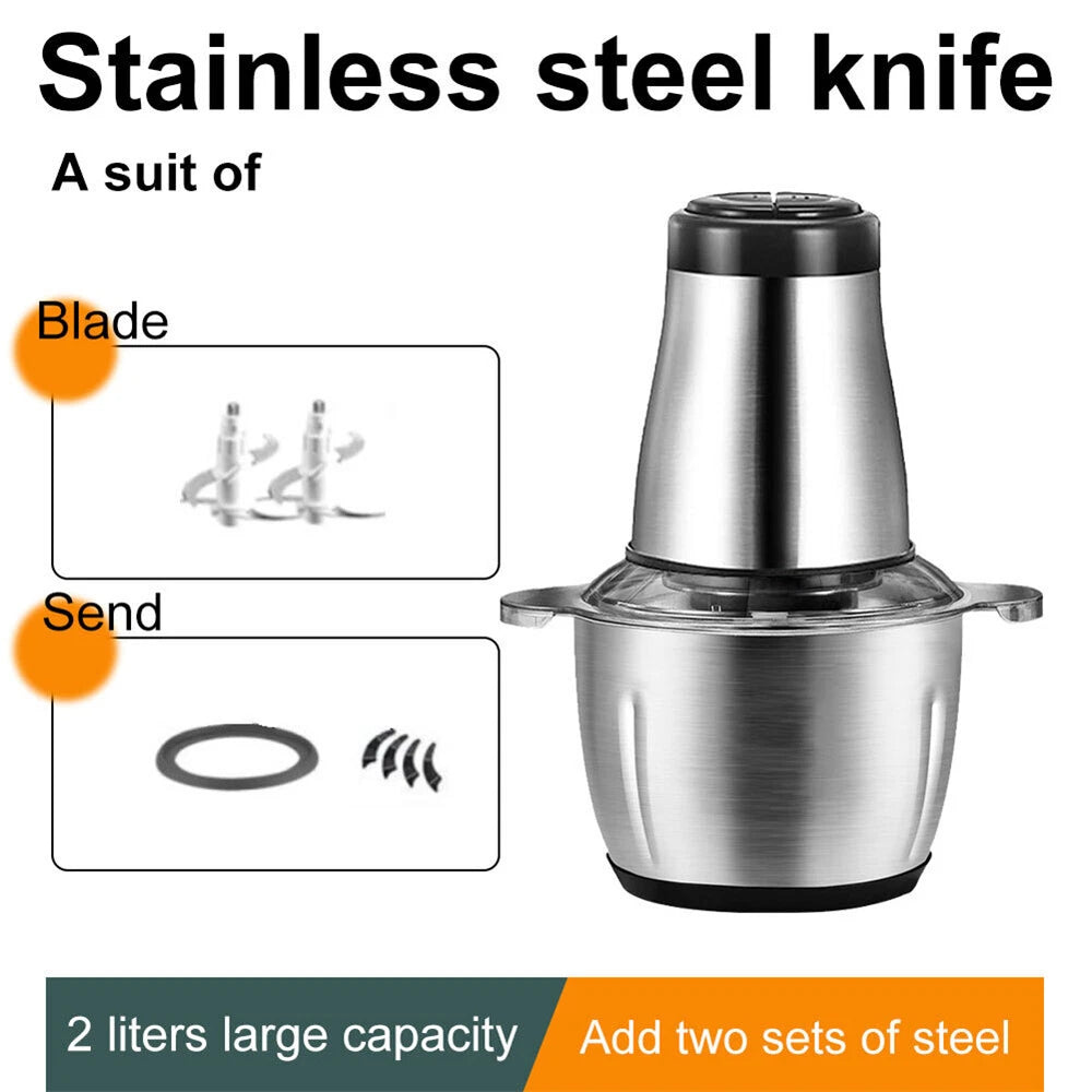 2L Electric Meat Grinder Mincer Mixer Home Blender Mini Food Chopper Processor